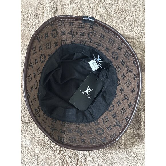 NWT New Louis Vuitton LV Monogram Bucket Hat Brown/Black Designer Logo O/S - Picture 4 of 13